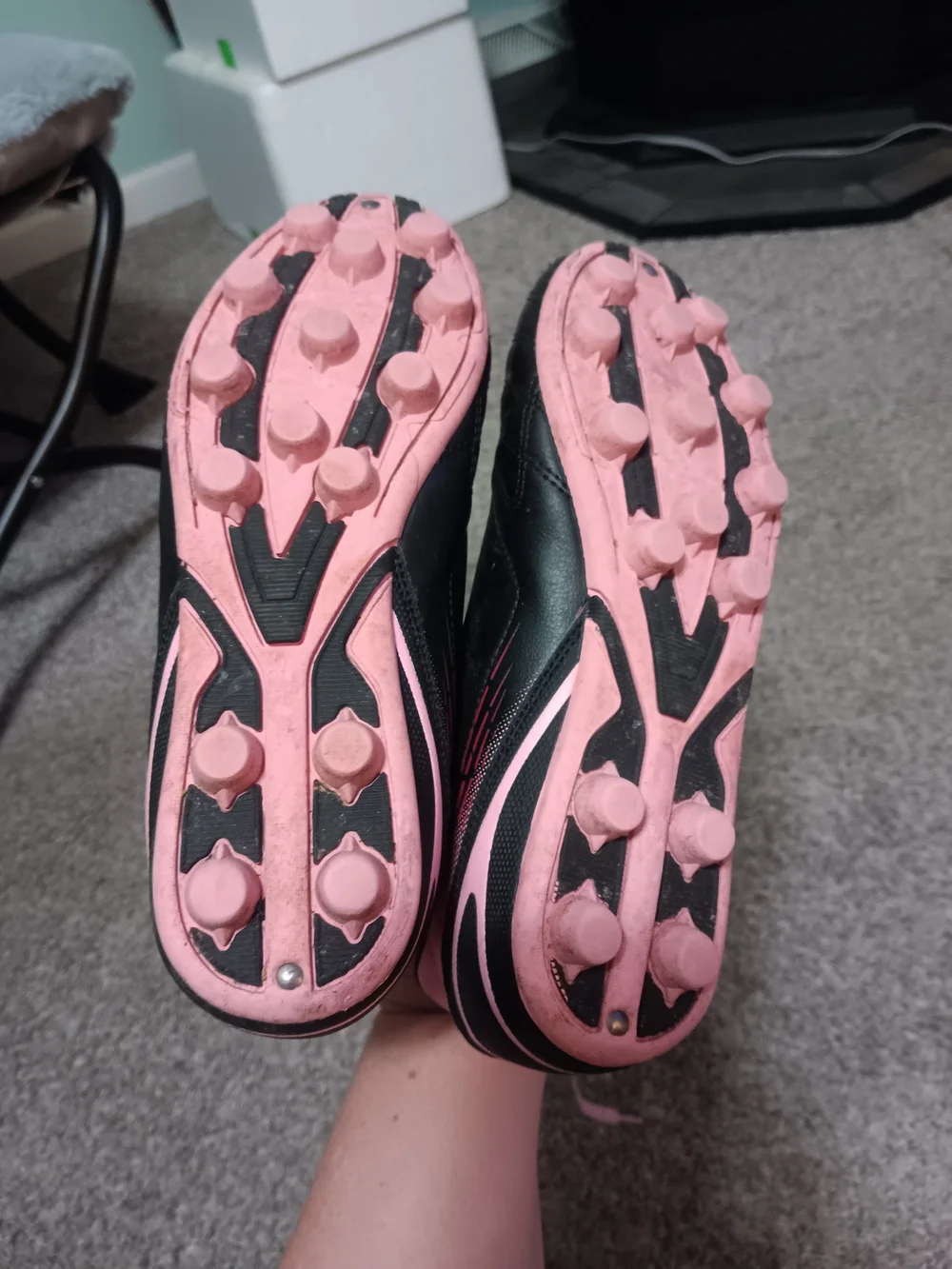 Brava Kids Black and Pink Soccer Cleats with Pink Shin Guards